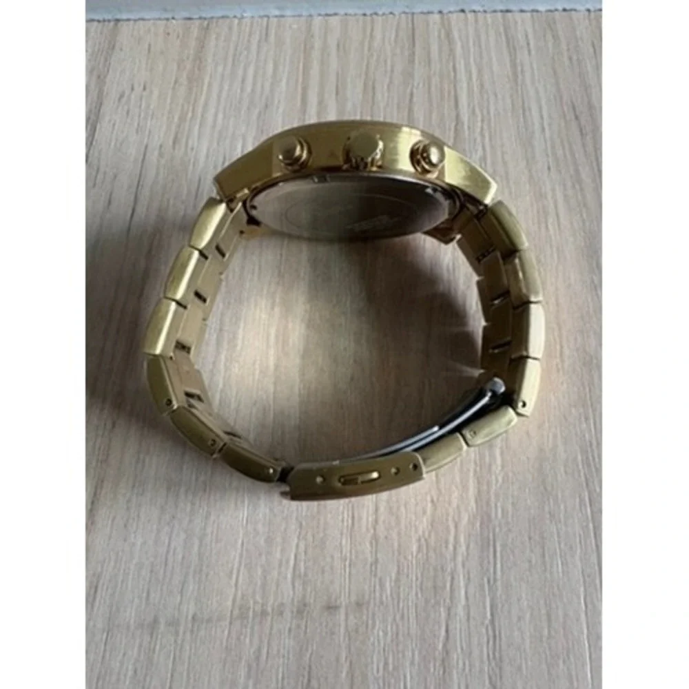 Guess Chronograph Watch Mens Gold Stainless Steel U15061G2 Waterpro‎ Sporty